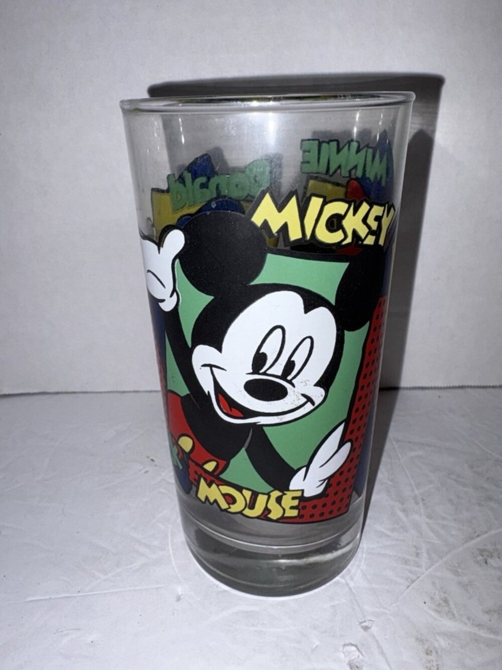Vintage Disney Mickey Minnie Mouse Donald Duck Anchor Hocking Glass Tumbler